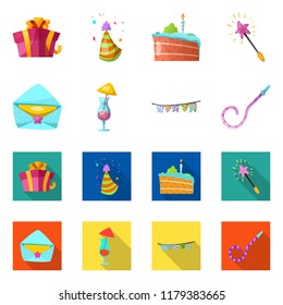 Vector design of party and birthday sign. Set of party and celebration stock symbol for web.