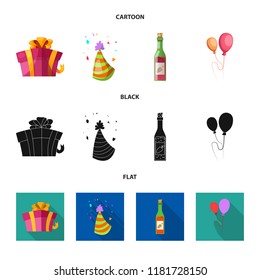 Vector design of party and birthday sign. Set of party and celebration stock vector illustration.