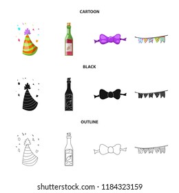 Vector design of party and birthday sign. Collection of party and celebration stock vector illustration.