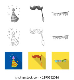 Vector design of party and birthday sign. Collection of party and celebration vector icon for stock.