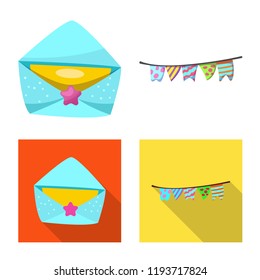 Vector design of party and birthday sign. Collection of party and celebration stock symbol for web.