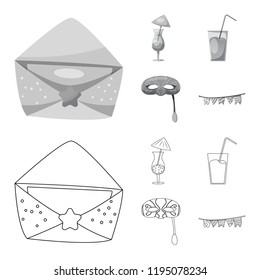 Vector design of party and birthday sign. Set of party and celebration vector icon for stock.