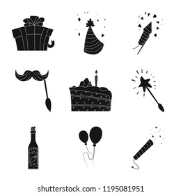 Vector design of party and birthday sign. Set of party and celebration vector icon for stock.
