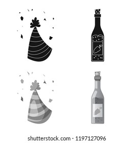 Vector design of party and birthday sign. Set of party and celebration vector icon for stock.