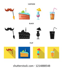 Vector design of party and birthday sign. Collection of party and celebration stock symbol for web.