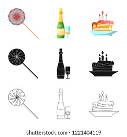 Vector design of party and birthday sign. Collection of party and celebration stock symbol for web.