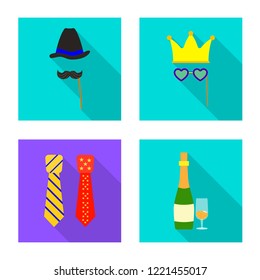 Vector design of party and birthday sign. Collection of party and celebration vector icon for stock.