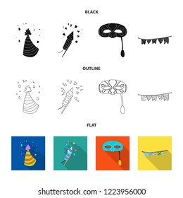 Vector design of party and birthday sign. Collection of party and celebration vector icon for stock.