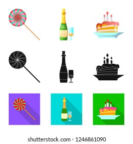 Vector design of party and birthday sign. Collection of party and celebration stock vector illustration.