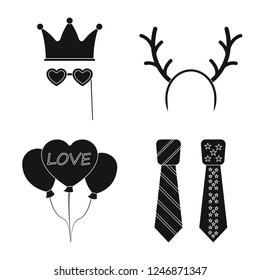 Vector design of party and birthday sign. Set of party and celebration stock vector illustration.