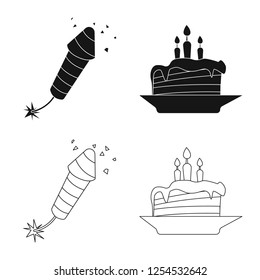 Vector design of party and birthday sign. Set of party and celebration vector icon for stock.