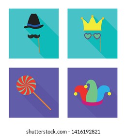 Vector design of party and birthday sign. Set of party and celebration stock vector illustration.