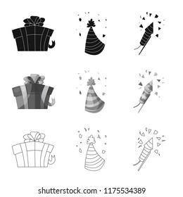 Vector design of party and birthday symbol. Set of party and celebration stock vector illustration.
