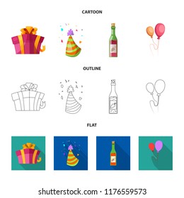 Vector design of party and birthday symbol. Collection of party and celebration vector icon for stock.
