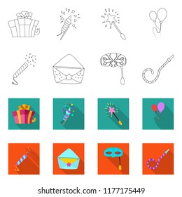 Vector design of party and birthday symbol. Set of party and celebration stock symbol for web.