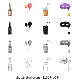 Vector design of party and birthday symbol. Set of party and celebration stock symbol for web.