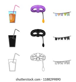 Vector design of party and birthday symbol. Collection of party and celebration vector icon for stock.