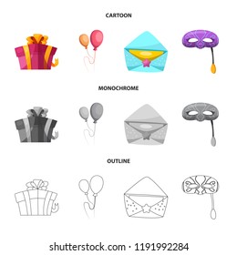 Vector design of party and birthday symbol. Set of party and celebration stock symbol for web.