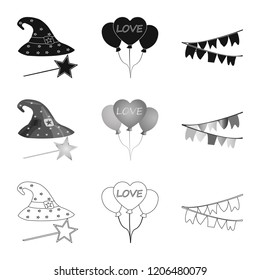 Vector design of party and birthday symbol. Set of party and celebration stock vector illustration.