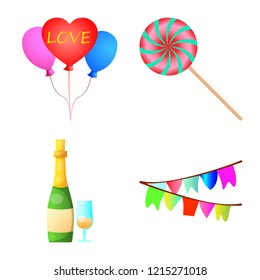 Vector design of party and birthday symbol. Set of party and celebration vector icon for stock.