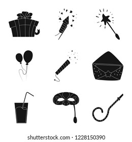 Vector design of party and birthday symbol. Collection of party and celebration stock symbol for web.