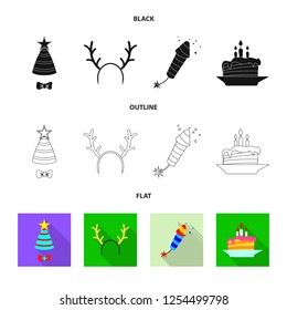 Vector design of party and birthday symbol. Set of party and celebration stock vector illustration.