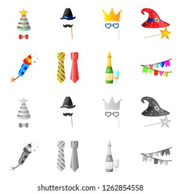 Vector design of party and birthday symbol. Collection of party and celebration vector icon for stock.