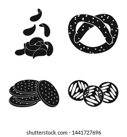 Vector design of party and cooking logo. Set of party and crunchy vector icon for stock.