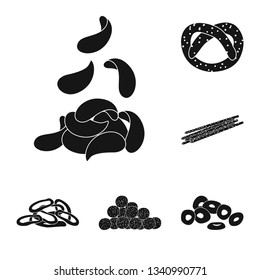 Vector design of party and cooking sign. Set of party and crunchy stock symbol for web.