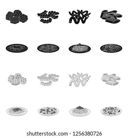 Vector design of pasta and carbohydrate icon. Collection of pasta and macaroni stock vector illustration.