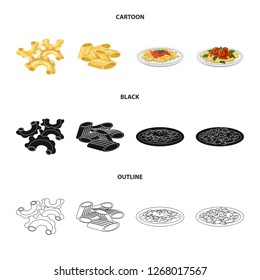 Vector design of pasta and carbohydrate icon. Collection of pasta and macaroni vector icon for stock.