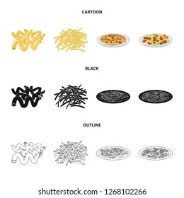 Vector design of pasta and carbohydrate icon. Collection of pasta and macaroni vector icon for stock.