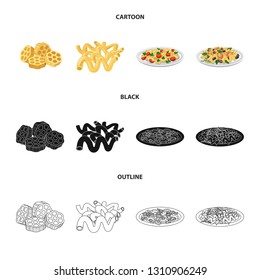 Vector design of pasta and carbohydrate icon. Collection of pasta and macaroni stock symbol for web.