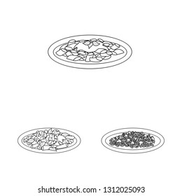 Vector design of pasta and carbohydrate icon. Set of pasta and macaroni stock symbol for web.
