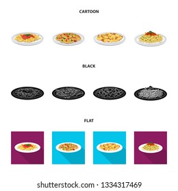 Vector design of pasta and carbohydrate icon. Set of pasta and macaroni vector icon for stock.
