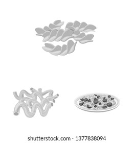 Vector design of pasta and carbohydrate icon. Set of pasta and macaroni stock symbol for web.