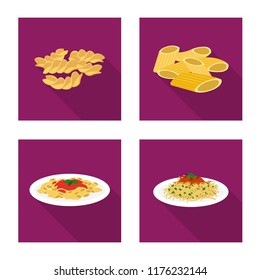 Vector design of pasta and carbohydrate logo. Collection of pasta and macaroni stock vector illustration.