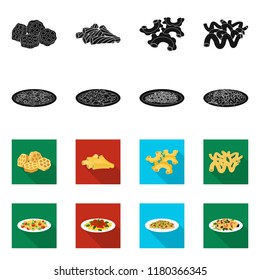 Vector design of pasta and carbohydrate logo. Set of pasta and macaroni stock vector illustration.