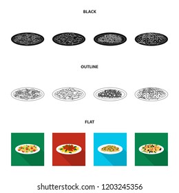 Vector design of pasta and carbohydrate logo. Set of pasta and macaroni stock symbol for web.