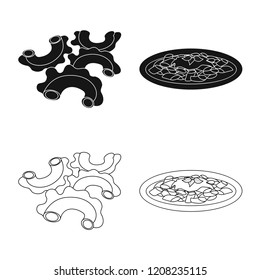 Vector design of pasta and carbohydrate logo. Set of pasta and macaroni stock vector illustration.
