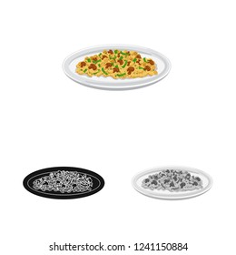 Vector design of pasta and carbohydrate logo. Set of pasta and macaroni vector icon for stock.