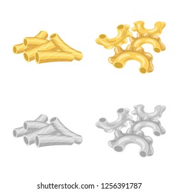 Vector design of pasta and carbohydrate logo. Collection of pasta and macaroni stock symbol for web.