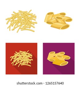 Vector design of pasta and carbohydrate logo. Set of pasta and macaroni vector icon for stock.