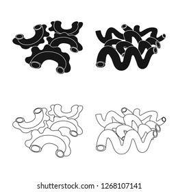 Vector design of pasta and carbohydrate logo. Set of pasta and macaroni vector icon for stock.