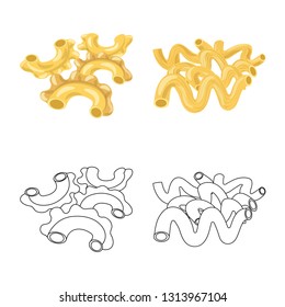 Vector design of pasta and carbohydrate logo. Collection of pasta and macaroni stock vector illustration.
