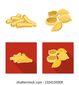 Vector design of pasta and carbohydrate logo. Set of pasta and macaroni stock vector illustration.