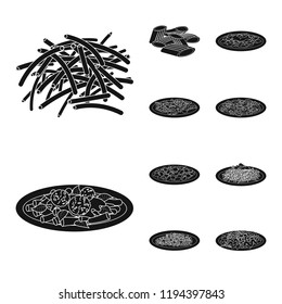 Vector design of pasta and carbohydrate sign. Collection of pasta and macaroni vector icon for stock.