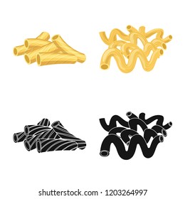 Vector design of pasta and carbohydrate sign. Collection of pasta and macaroni vector icon for stock.