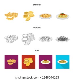 Vector design of pasta and carbohydrate sign. Collection of pasta and macaroni stock symbol for web.