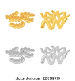 Vector design of pasta and carbohydrate sign. Collection of pasta and macaroni stock vector illustration.